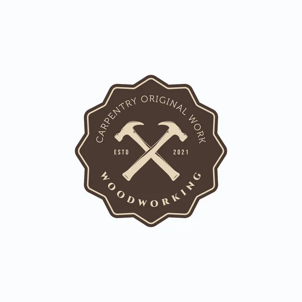 Плотницкий Винтажный Молоток Дизайн Значка Простой Дизайн Логотипа Столярных Изделий — стоковый вектор