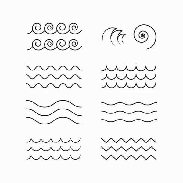 Набор Минималистской Линии Искусства Волна Иконок Векторной Иллюстрации Дизайн Логотипа Стоковая Иллюстрация
