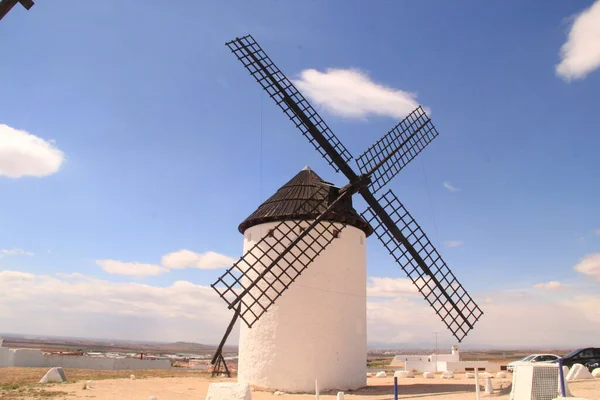 Moinhos Vento Tradicionais Quixote Castela Espanha — Fotografia de Stock