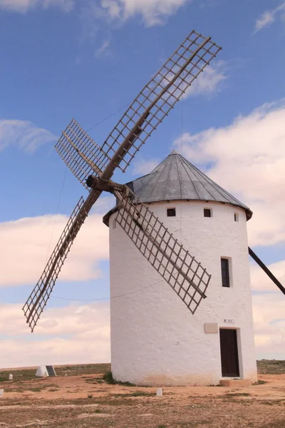 Moinhos Vento Tradicionais Quixote Castela Espanha — Fotografia de Stock