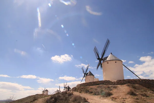 Traditionella Väderkvarnar Quijote Kastilien Spanien — Stockfoto