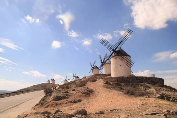 Traditionella Väderkvarnar Quijote Kastilien Spanien — Stockfoto