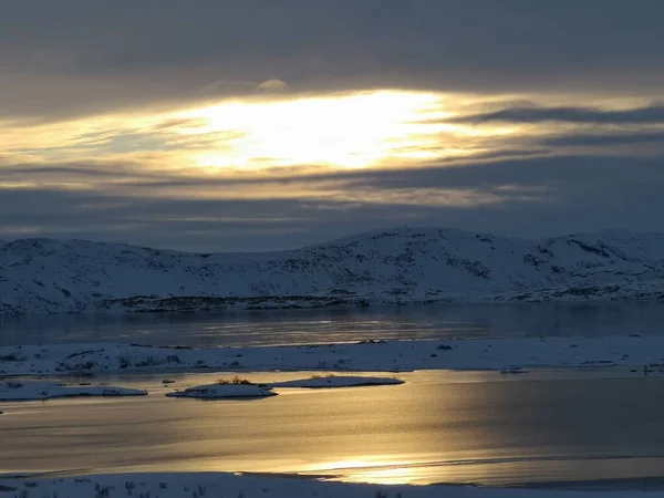 Luzes Inverno Manhã Islândia — Fotografia de Stock