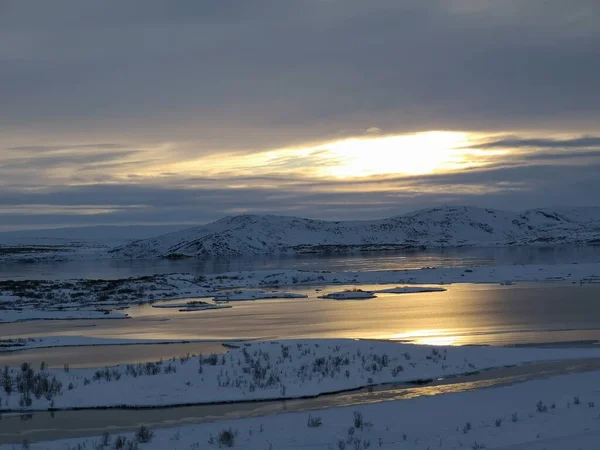 winter lights in the morning in iceland