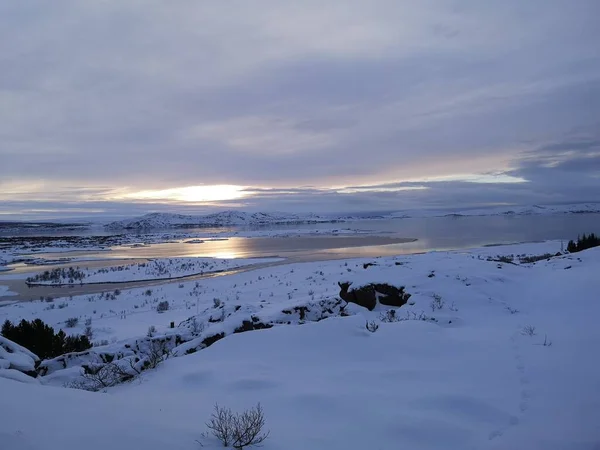 Bevroren Zonsopgang Ijsland Landschap — Stockfoto