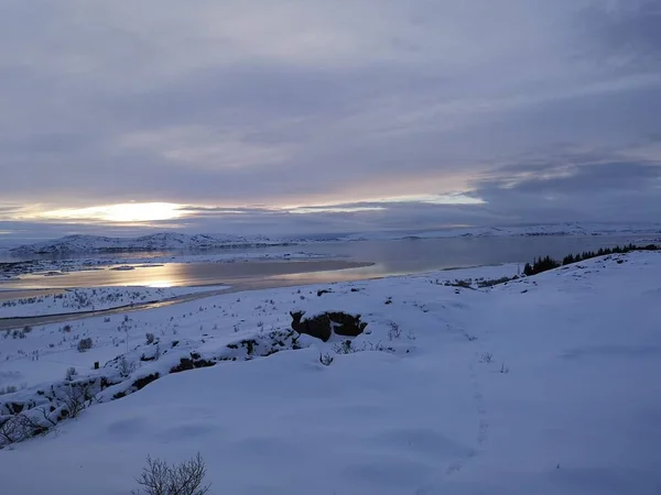 Amanecer Congelado Islandia Paisaje — Foto de Stock