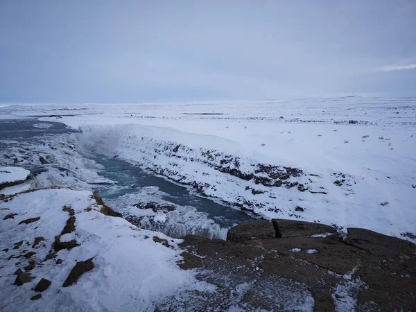 Island Vild Natur Bild Fryst Kaskad — Stockfoto