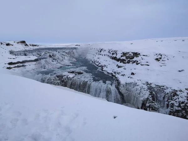 Ijsland Wilde Natuur Foto Bevroren Cascade — Stockfoto