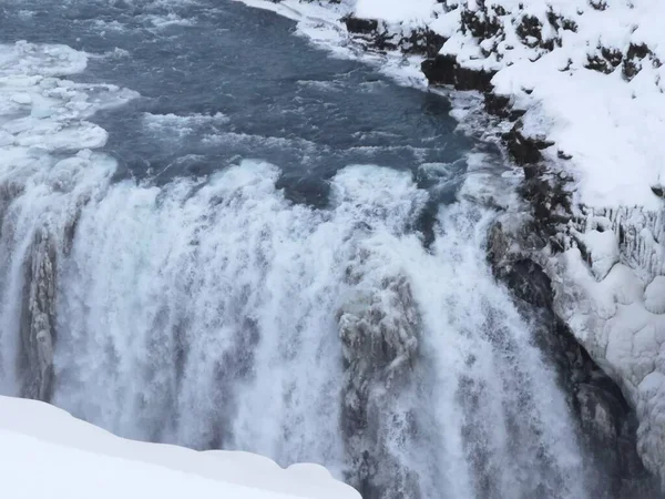 Island Wilde Natur Bild Gefrorene Kaskade — Stockfoto