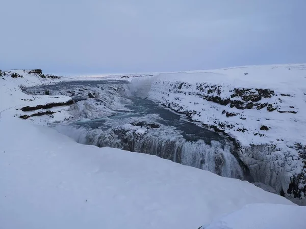 Ισλανδία Άγρια Φύση Εικόνα Κατεψυγμένα Καταρράκτη — Φωτογραφία Αρχείου