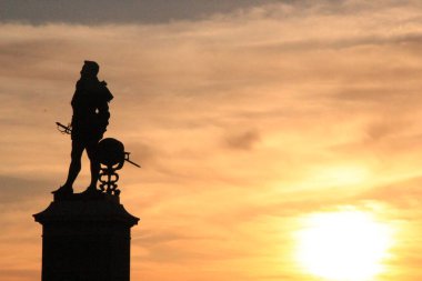 Silhouette statue in the sundown