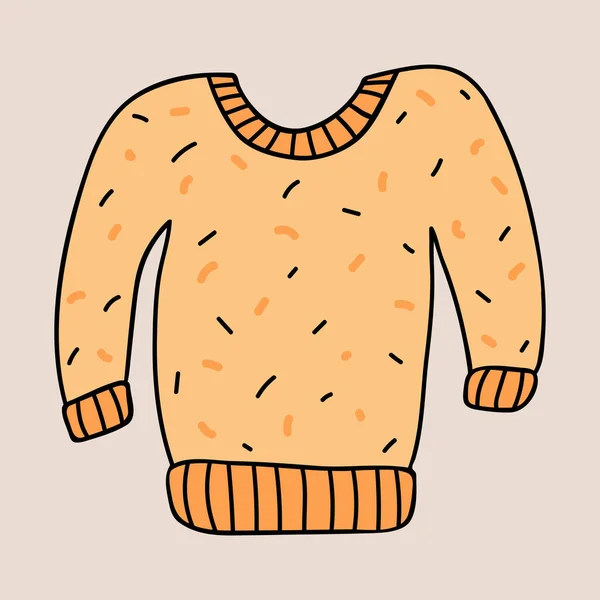 곱슬곱슬 재미있는 손으로 스웨터는 날씨가 때노란 색깔의 유행하는 Dcor 그려진 — 스톡 벡터