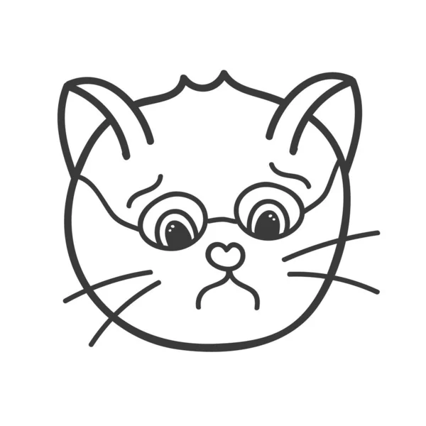 Αστεία Και Χαριτωμένη Χνουδωτή Φάτσα Γάτας Από Κοντά Λυπητερά Συναισθήματα — Διανυσματικό Αρχείο