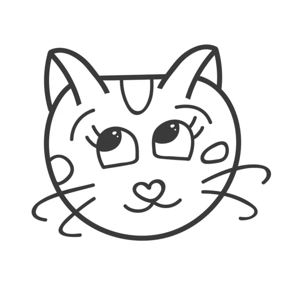 Lustige Und Niedliche Flauschige Katze Gesicht Aus Nächster Nähe Mit — Stockvektor