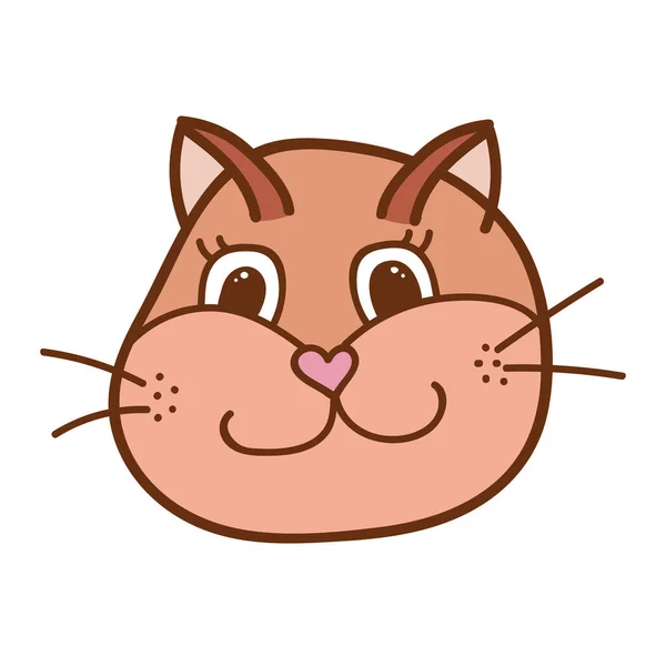 Divertido Lindo Rostro Gato Esponjoso Cerca Con Emoción Feliz Colores — Vector de stock