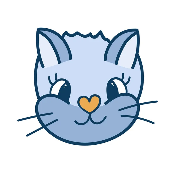 Αστεία Και Χαριτωμένη Χνουδωτή Φάτσα Γάτας Από Κοντά Χαρούμενη Συγκίνηση — Διανυσματικό Αρχείο