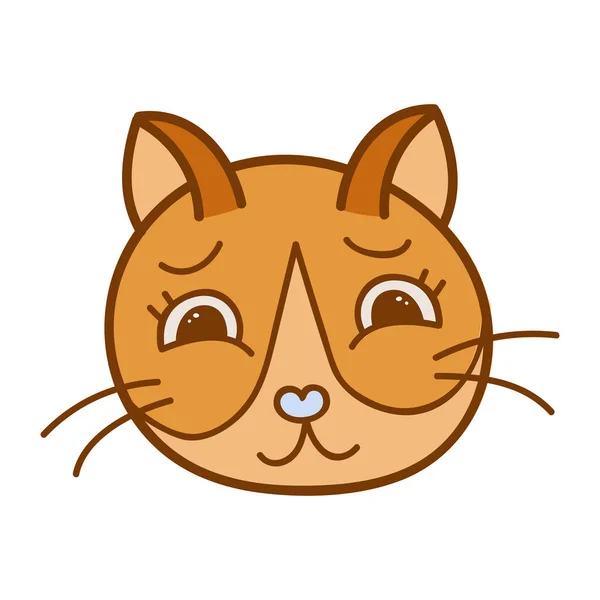 Divertido Lindo Rostro Gato Esponjoso Cerca Con Emoción Feliz Colores — Vector de stock