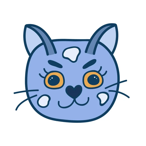 Αστεία Και Χαριτωμένη Χνουδωτή Φάτσα Γάτας Από Κοντά Αλαζονικό Συναίσθημα — Διανυσματικό Αρχείο