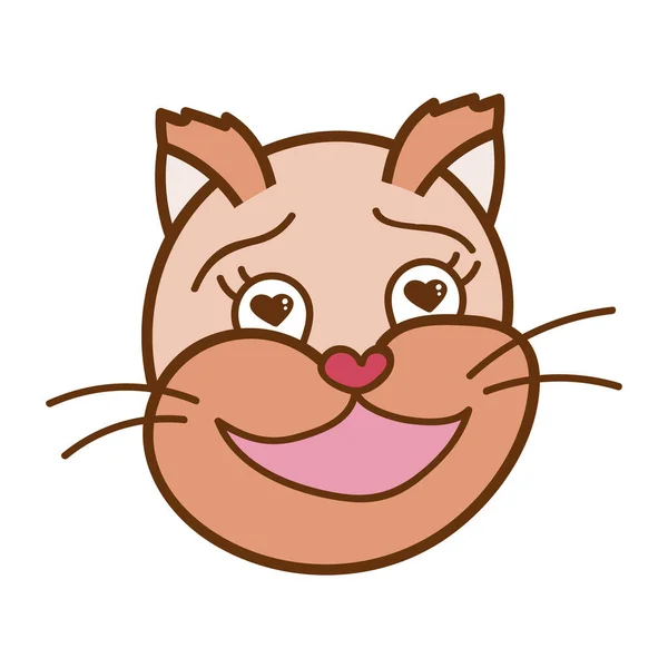 Divertido Lindo Rostro Gato Esponjoso Cerca Con Emoción Enamorada Colores — Vector de stock