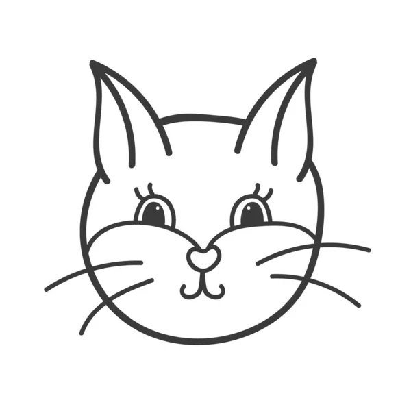 楽しさとかわいいふわふわの猫の顔が幸せな感情でクローズアップされます 手描きベクトルアウトラインとトレンディなスタイルのクリップ ステッカー スクラップ要素 ソーシャルメディアに適しています イラスト分離 — ストックベクタ