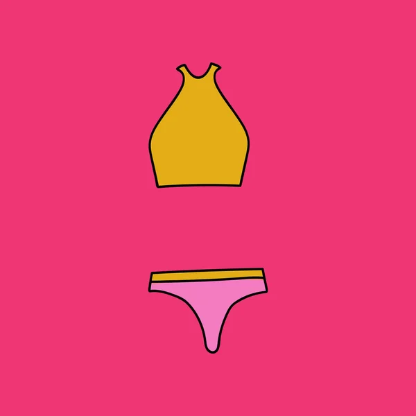 Lindo Traje Baño Verano Clipart Vector Para Mujeres Niñas Para — Vector de stock