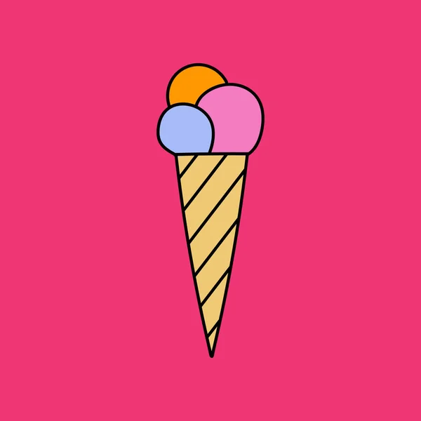 Clipart Crème Glacée Mignon Drôle Pour Les Journées Chaudes Été — Image vectorielle
