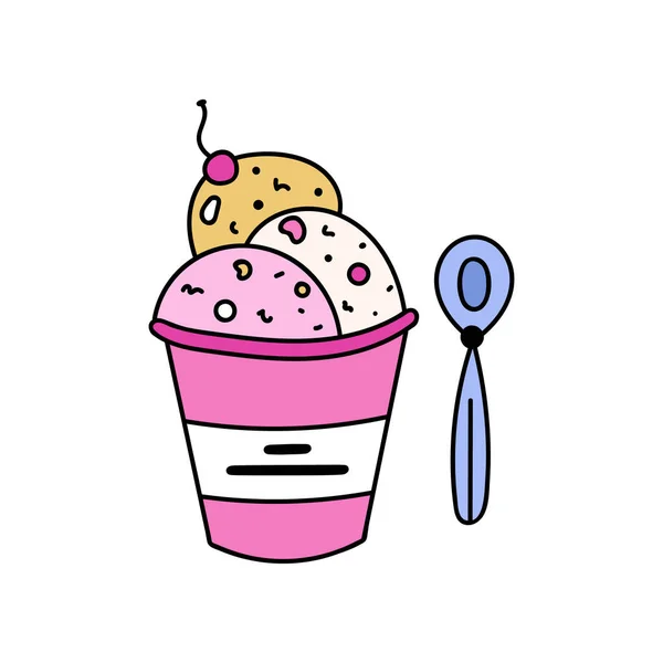 Lindo Divertido Helado Clipart Para Los Días Calurosos Verano Colorido — Vector de stock