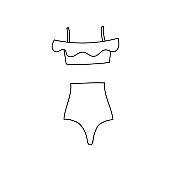 Costume Bagno Estivo Vettoriale Carino Clipart Donne Ragazze Nuotare Piscina — Vettoriale Stock