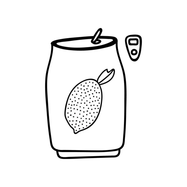 Mão Bonito Desenhado Doodle Lata Bebida Verão Suco Para Tempo —  Vetores de Stock