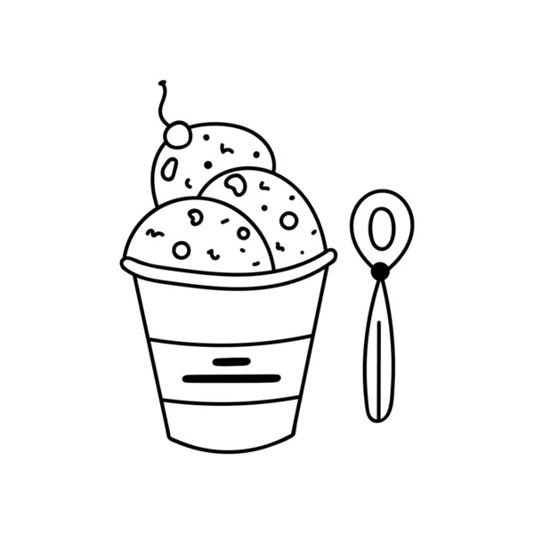 Χαριτωμένο Και Αστείο Doodle Παγωτό Για Τις Ζεστές Μέρες Του — Διανυσματικό Αρχείο