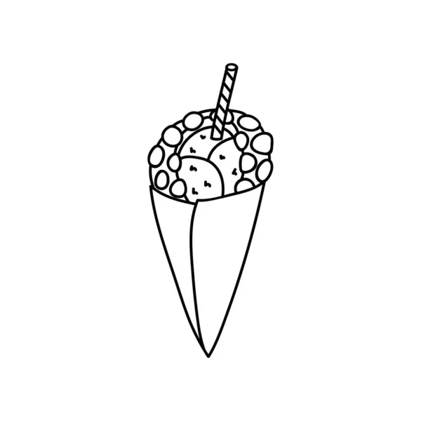 Mignon Drôle Doodle Crème Glacée Pour Les Jours Chauds Été — Image vectorielle