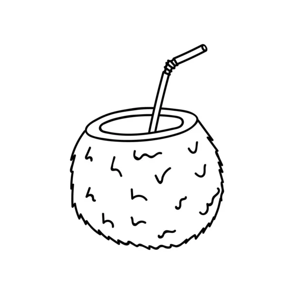 Lindo Mano Dibujado Doodle Coctel Coco Para Clima Caliente — Vector de stock