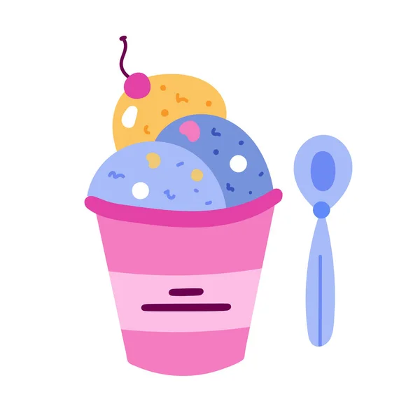 Lindo Divertido Helado Clipart Para Los Días Calurosos Verano Colorido — Archivo Imágenes Vectoriales