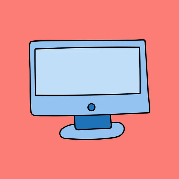 Ilustración de vector de monitor de computadora dibujado a mano