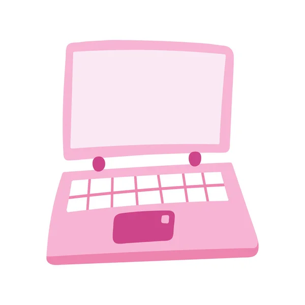 Roztomilý Kreslený Růžový Notebook Klávesnicí Pro Obchod Komunikaci Vzdělávání Hry — Stockový vektor