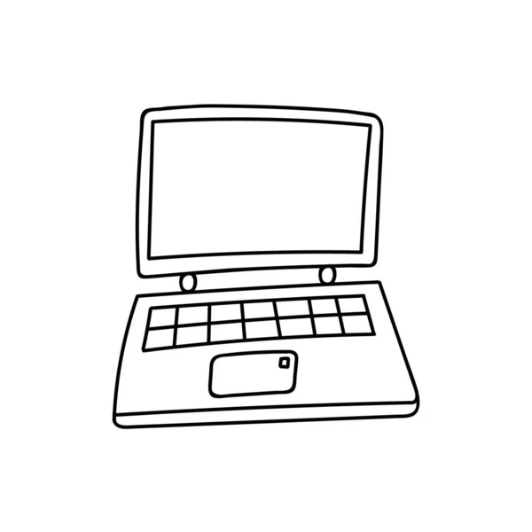 Χαριτωμένο Doodle Laptop Πληκτρολόγιο Για Επιχειρήσεις Επικοινωνία Εκπαίδευση Συσκευή Για — Διανυσματικό Αρχείο