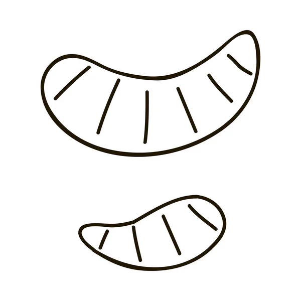Кусочки Мандарина Нарисованные Вручную Симпатичный Стилизованный Рождественский Знак Стикеров Планировщиков — стоковый вектор