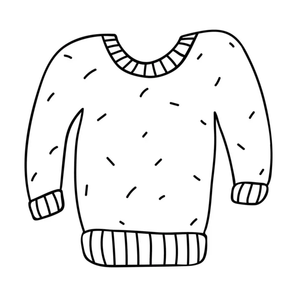 Carino Divertente Maglione Maglia Disegnato Mano Clima Freddo Con Decorazioni — Vettoriale Stock