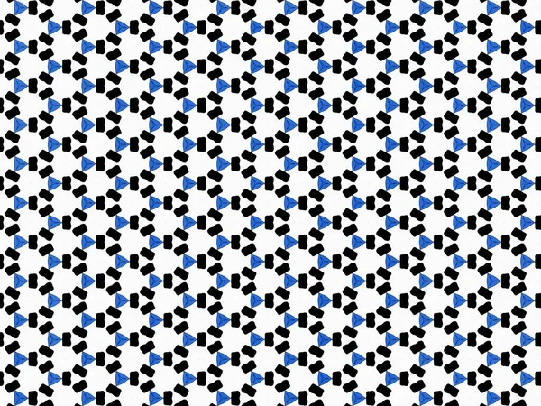 Seamless Pattern Blue Black Shapes White Background — Stock Photo, Image