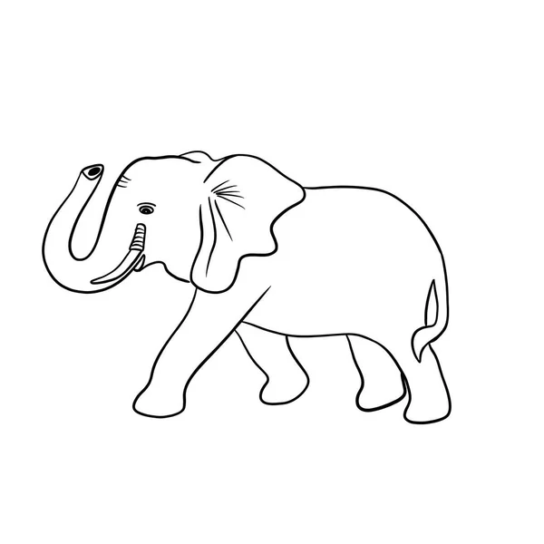 白色背景上有黑线的大象的简朴的艺术设计 — 图库照片