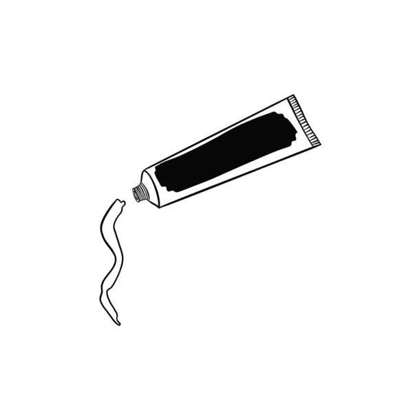 Simple art illustration of a tube of toothpaste with black lines on a white background