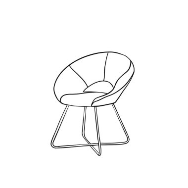 Beyaz arkaplan üzerinde siyah çizgiler olan bir bar taburesinin basit bir çizimi