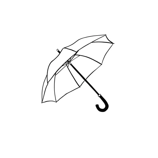 Simple Art Illustration Umbrella Rain Black Lines White Background — Stock Photo, Image