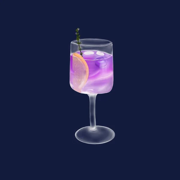 Illustration Art Couleur Rafraîchissant Cocktail Alcoolisé Dans Verre Avec Une — Photo