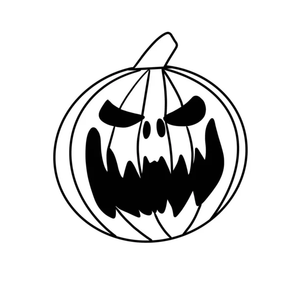 Illustration Art Une Citrouille Effrayante Vacances Halloween Lignes Noires Sur — Image vectorielle