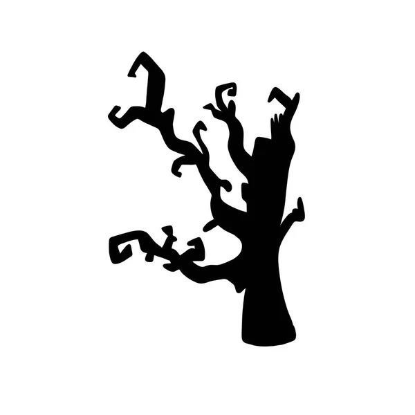 Ilustración Simple Árbol Místico Cuento Hadas Celebración Halloween Líneas Negras — Vector de stock