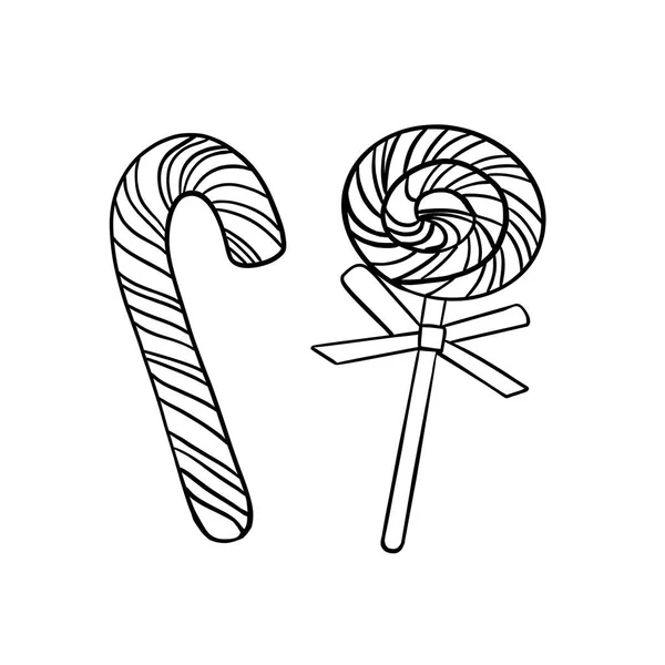 Boceto vectorial simple de dulces de Navidad — Vector de stock