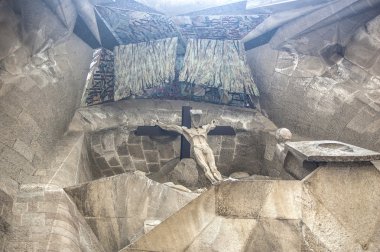 Dekor cephe tapınağın Sagrada Familia. Barcelona.