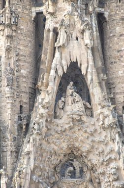 Dekor cephe tapınağın Sagrada Familia. Barcelona.
