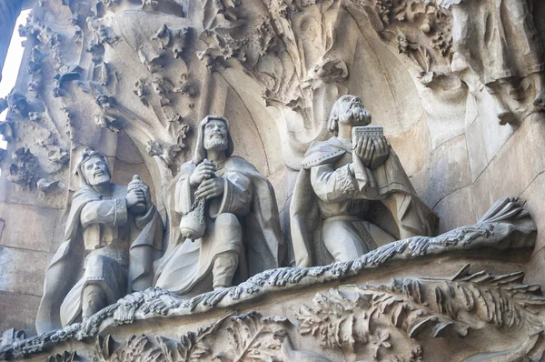 Декор фасада храма Sagrada Familia .Barcelona . — стоковое фото